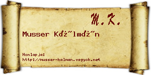 Musser Kálmán névjegykártya